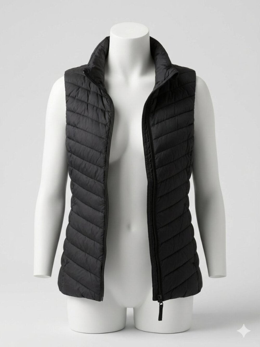 Old Navy Black Quilted Puffer Vest with Stand Collar